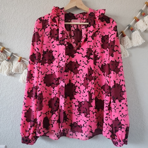 Kate Spade Pink and Black Floral Blouse - Picture 1 of 12
